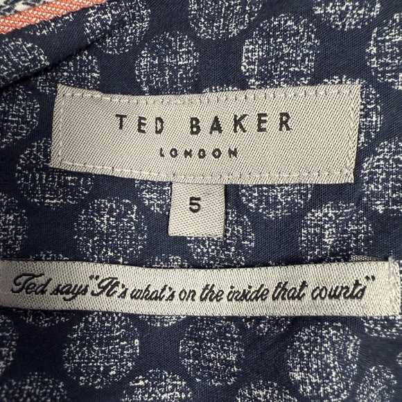 Ted Baker Ramseys Button Down Shirt Men’s XL (Ted 5) Blue Palm Leaf Flip Cuff - Picture 8 of 11